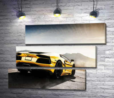 Черные элементы желтого автомобиля Lamborghini Aventador