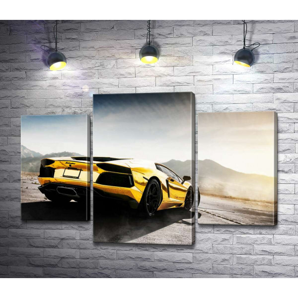 Чорні елементи жовтого автомобіля Lamborghini Aventador