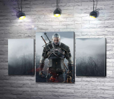 Грізний герой Геральт із гри "Відьмак 3: Дикий гін" (The Witcher 3: Wild hunt)