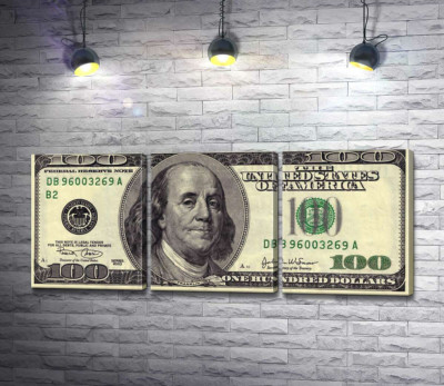 Модульная картина "Купюра 100 долларов"