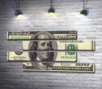 Модульная картина "Купюра 100 долларов"