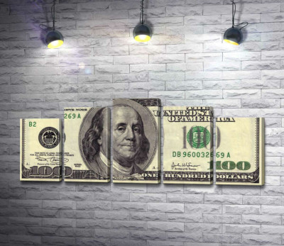 Модульная картина "Купюра 100 долларов"