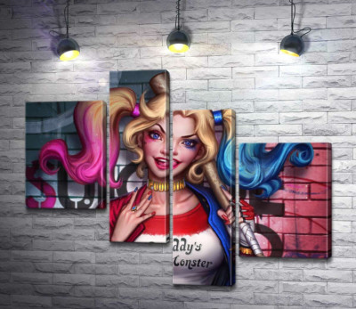 Модульная картина "Яркая хулиганка Харли Квинн (Harley Quinn)"