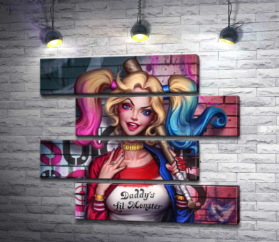 Модульная картина "Яркая хулиганка Харли Квинн (Harley Quinn)"