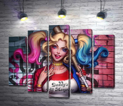 Модульная картина "Яркая хулиганка Харли Квинн (Harley Quinn)"