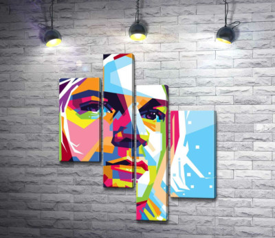 Модульная картина "Яркий портрет музыканта Курта Кобейна (Kurt Cobain)"
