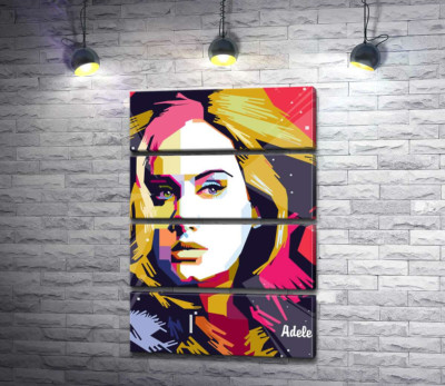 Модульная картина "Сочетание пастельных линий на портрете певицы Адель (Adele)"