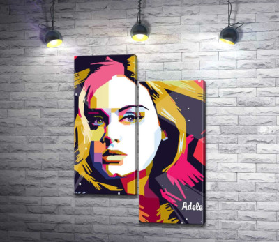 Модульная картина "Сочетание пастельных линий на портрете певицы Адель (Adele)"