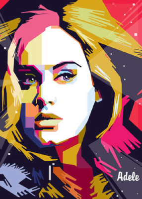 Сочетание пастельных линий на портрете певицы Адель (Adele)