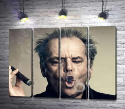 Джек Николсон (Jack Nicholson) комически пускает круги дымом от сигары