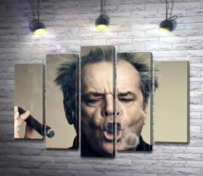 Джек Николсон (Jack Nicholson) комически пускает круги дымом от сигары