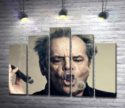Модульна картина "Джек Ніколсон (Jack Nicholson) комічно пускає кола димом від сигари"