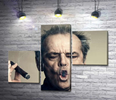Модульна картина "Джек Ніколсон (Jack Nicholson) комічно пускає кола димом від сигари"