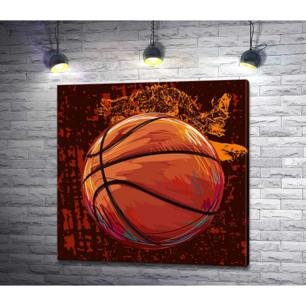 Рисунок баскетбольного мяча в пастельных тонах