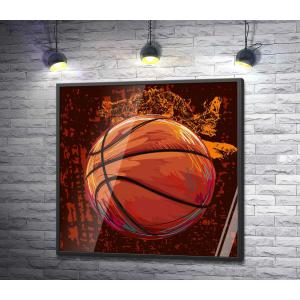 Рисунок баскетбольного мяча в пастельных тонах
