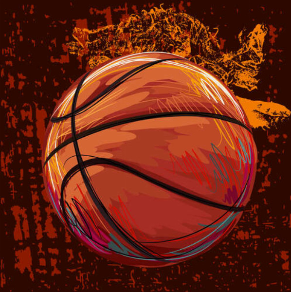 Малюнок баскетбольного м'яча у пастельних тонах