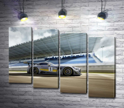 Модульна картина "Спортивний автомобіль Mercedes-AMG GT3 на гоночній трасі"