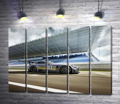 Модульна картина "Спортивний автомобіль Mercedes-AMG GT3 на гоночній трасі"