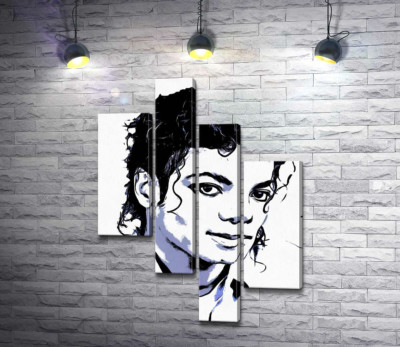 Модульная картина "Черно-белый тон портрета Майкла Джексона (Michael Jackson)"