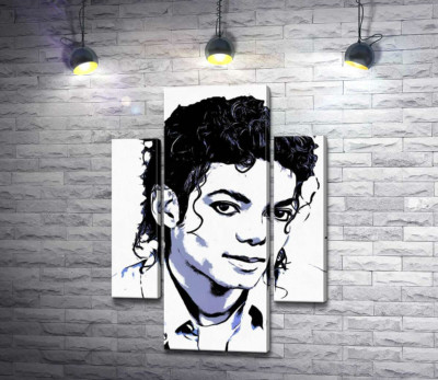 Модульна картина "Чорно-білий тон портрету Майкла Джексона (Michael Jackson)"
