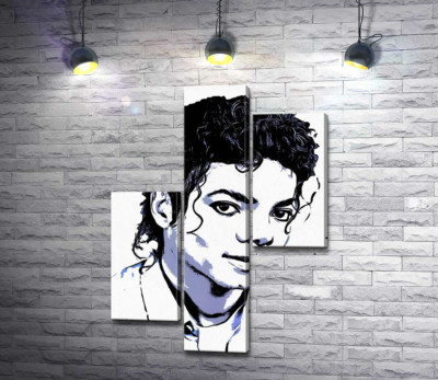 Модульная картина "Черно-белый тон портрета Майкла Джексона (Michael Jackson)"