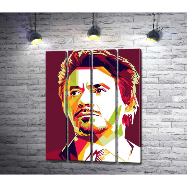 Красная яркость на портрете актера Роберта Дауни-младшего (Robert Downey Jr)