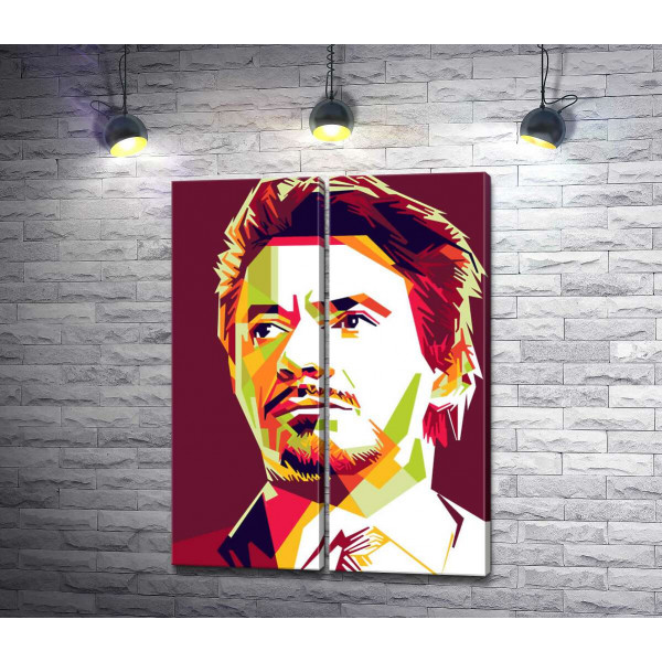 Червона яскравість на портреті актора Роберта Дауні-молодшого (Robert Downey Jr)