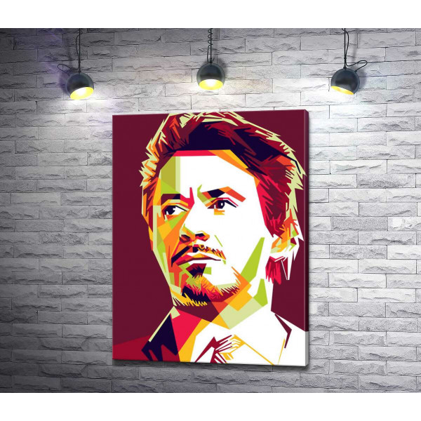 Червона яскравість на портреті актора Роберта Дауні-молодшого (Robert Downey Jr)