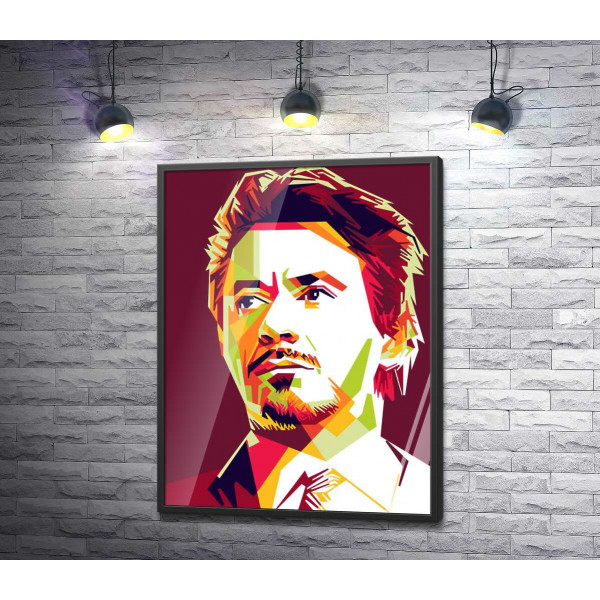 Красная яркость на портрете актера Роберта Дауни-младшего (Robert Downey Jr)
