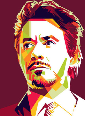 Червона яскравість на портреті актора Роберта Дауні-молодшого (Robert Downey Jr)
