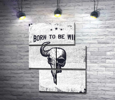 Єднання черепів людини та бика під фразою "born to be wild"