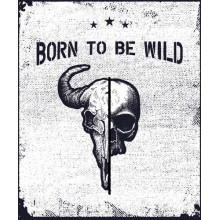 Єднання черепів людини та бика під фразою "born to be wild"