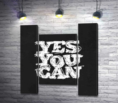 Модульная картина "Черный фон выделяет белую фразу "yes you can""