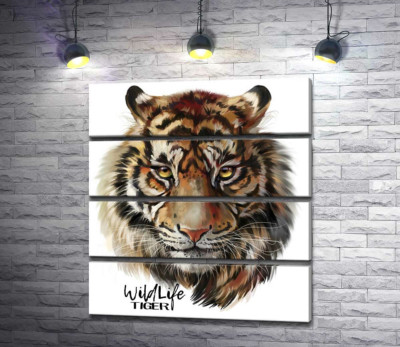 Пронизливий погляд тигра поряд з написом "wild life tiger"