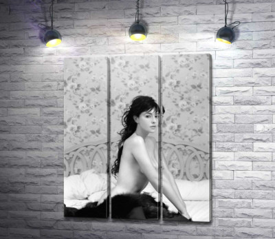 Модульная картина "Моника Беллуччи (Monica Bellucci) эротично позирует в постели"