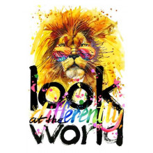 Тропічний лев з фразою "look at the world differently"