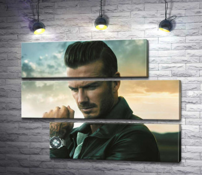 Модульная картина "Дэвид Бекхэм (David Beckham) рекламирует часы от компании Breitling"