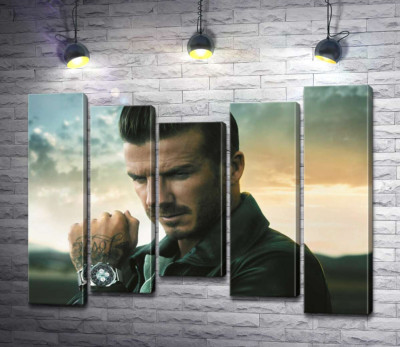 Модульная картина "Дэвид Бекхэм (David Beckham) рекламирует часы от компании Breitling"