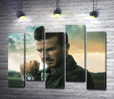 Модульная картина "Дэвид Бекхэм (David Beckham) рекламирует часы от компании Breitling"