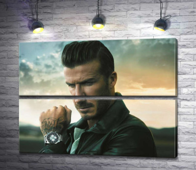 Модульная картина "Дэвид Бекхэм (David Beckham) рекламирует часы от компании Breitling"
