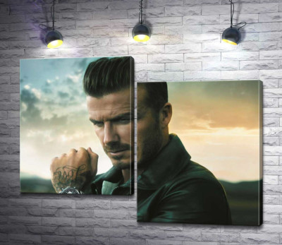Модульная картина "Дэвид Бекхэм (David Beckham) рекламирует часы от компании Breitling"