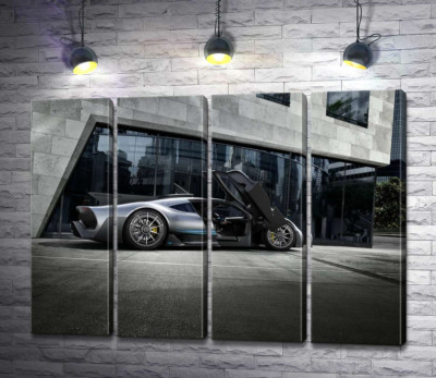 Модульна картина "Крила-двері в сірому гіперкарі Mercedes-AMG Project One"
