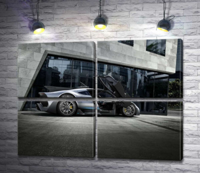 Модульна картина "Крила-двері в сірому гіперкарі Mercedes-AMG Project One"
