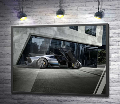 Постер "Крила-двері в сірому гіперкарі Mercedes-AMG Project One"