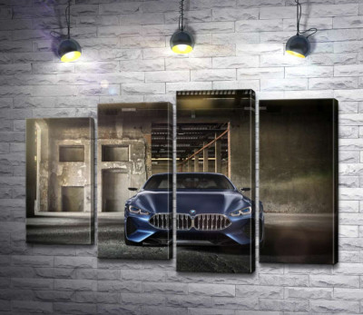 Модульна картина "Глибокий синій колір автомобіля BMW 8"