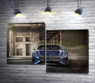Модульная картина "Глубокий синий цвет автомобиля BMW 8"