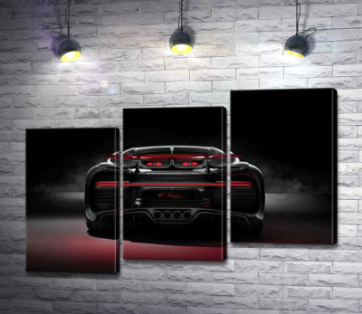 Модульна картина "Інопланетний дизайн задньої частини автомобіля Bugatti Chiron"