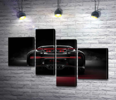 Модульна картина "Інопланетний дизайн задньої частини автомобіля Bugatti Chiron"