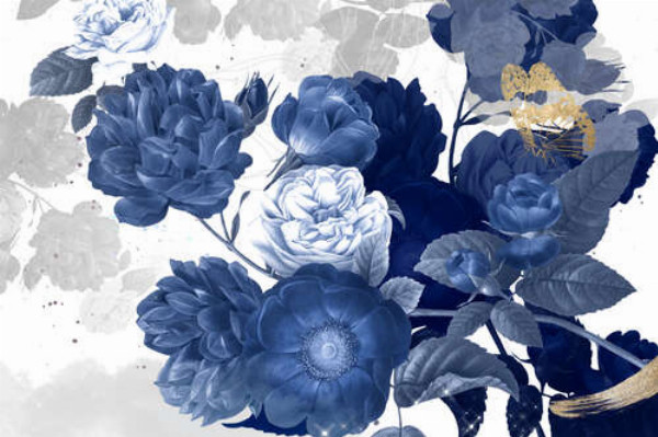 Сині квіти вінтажного малюнку шипшини 