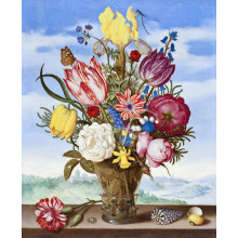 Букет квітів на виступі (Bouquet of Flowers on a Ledge) - Амброзіус Босгарт Старший (Ambrosius Bosschaert the Elder)
